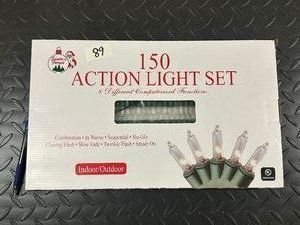 CHRISTMAS LIGHTS - 150 ACTION - Clear w Green Wire