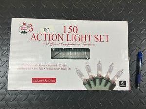CHRISTMAS LIGHTS - 150 ACTION - Clear w Green Wire