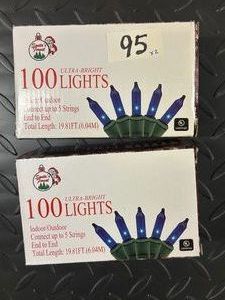 Blue CHRISTMAS LIGHTS - 2 strings of 100 ea