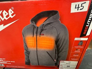 -NEW- Milwaukee M12 HEATED HOODIE KIT -  2XL -  GREY - 306G212X (includes battery  charger)