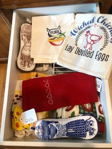 Kitchen towels, chamois, drop cloth, pot handle holders