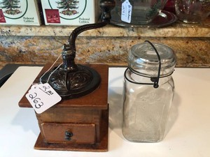 Coffee grinder and Queen glass jar