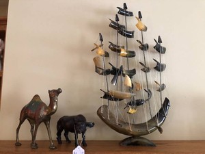 Ship made out of horns, camel and water buffalo figures
