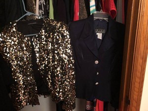 Womens assorted dresses, suits, top, skirts, mostly size small all in closet