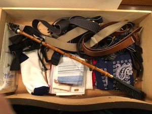 Womens belts and mens handkerchiefs and belts all in top two drawers