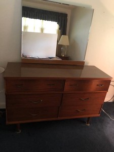 Serpentine dresser with mirror, approx. 30Hx50W (without mirror) matches 349 and 386