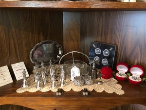 Reed & Barton Nativity Bells, mini nativity scenes, pewter tablecloth weights, serving dish