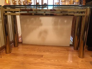 (2) glass tables, approx. 26Hx54L and 17Hx36L