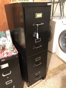 (3) black metal file cabinets