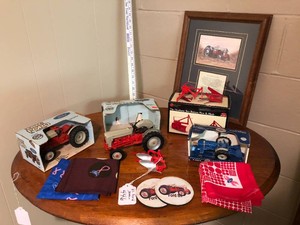 Ford tractor items - model tractors, bandanas, picture