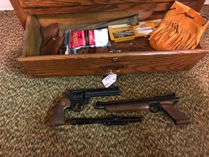 Gun cleaning items, air pellet guns, holsters