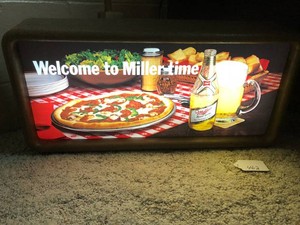 Miller Time light up sign, approx. 25Lx12W lights