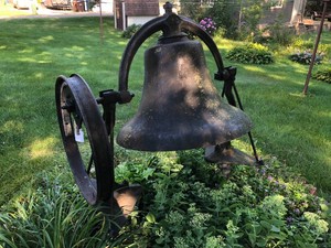 Cast iron school house bell, owner states its from Lyndale, MN, on metal stand
