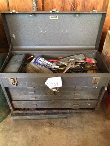 Kennedy metal tool box with tools