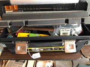 Stanley plastic tool box with tools