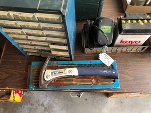 Organizer, batteries, hammer and die set