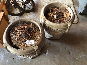 2 cement flower pots, as is