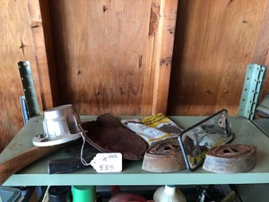 Sad irons, hatchets and mirror