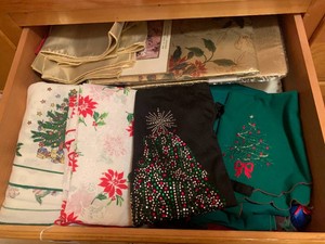 Christmas tablecloths, napkins all in drawer