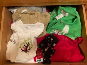 Christmas sweaters, womens, mostly size small all in drawer