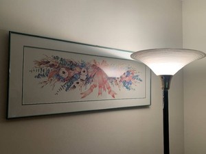 Floral picture and floor lamp