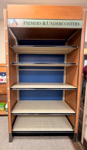 Commercial Lozier-Style Retail Gondola ShelvingShelf Display  Primers &amp Undercoaters  Approx. 4 W x 8 H
