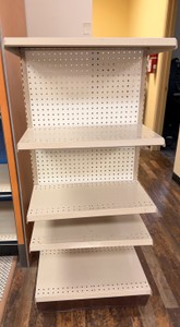 Commercial Metal Retail Gondola Shelving Unit w Pegboard Back &amp Adjustable Shelves  Approx. 57 H x 25 W
