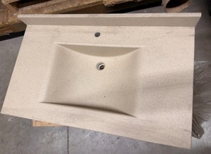 Tan Swan Stone Vanity Top with Integrated Sink  Standard Size