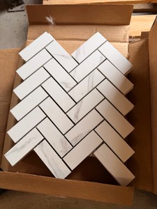 &nbspCalacatta Herringbone Mosaic Tile  Approx. 35 Sq. Ft.