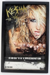 Kesha Autographed Framed Tik Tok Music Poster - 18 X 12 in