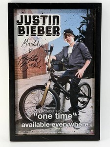 Justin Bieber Autographed Framed Promotional Poster - 18 X 12 in