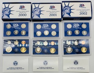 United States Mint 2000-2002 Proof Sets With Coas (Lot of 3)