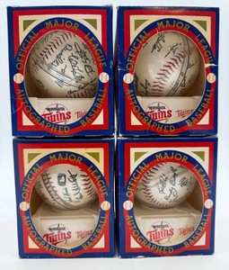 Vintage Minnesota Twins Facsimile Autographed Baseballs in Boxes (Lot of 4)