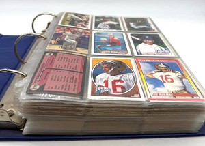 Vintage Baseball Card Binder With Football Cards & World Series Tickets