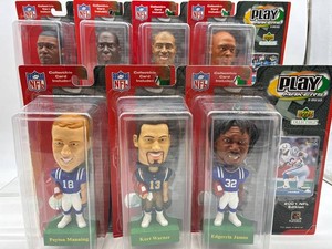 Upper Deck Play Makers NFL Figures & Cards (Lot of 7)