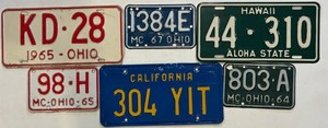 Vintage 1964-1965 Multi-State License Plate Collection (Lot of 6)