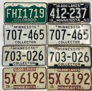 Vintage Minnesota & Colorado License Plates (Lot of 8)