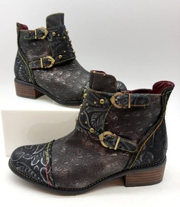 Spring Step Lartiste Georgiana Ankle Boots Blue Multi Size 39  US 8.5