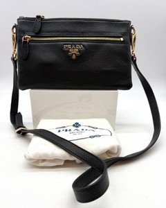 Prada BR1187 Pattina Cottospalla Black Suede Crossbody Bag