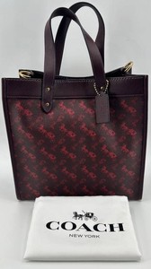 Coach Burgundy Horse-and-Carriage Signature Tote With Shoulder Strap - 89143
