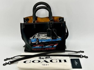 Black Coach Rogue 30 Satchel Embellished with Sequin Coupe Car Graphic - RG-20315