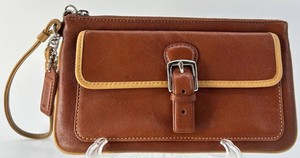 Vintage Coach Brown Leather Buckle-flap Wristlet