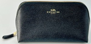 Coach Black Crossgrain Leather Cosmetic Pouch