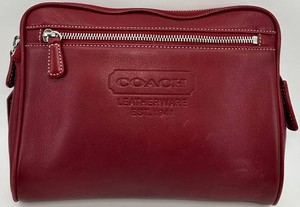 Vintage Red Leather Coach Leatherware Travel Clutch E05S-5066