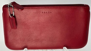 Vintage Coach Red Leather Zip Pouch Clutch