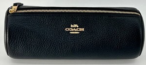 Coach Black Pebble-Grain Zippered Cosmetic Case