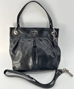 Coach Black Pleated Leather Shoulder Bag With Detachable Strap - 14576