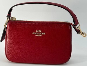 Red Pebbled Leather Coach Nolita WristletPochette