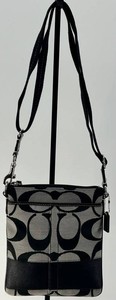 Coach Black & Gray Signature Canvas Crossbody Bag