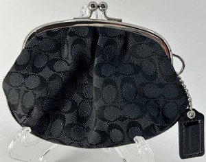 Coach Black Signature-Style Kiss-Lock Coin Purse